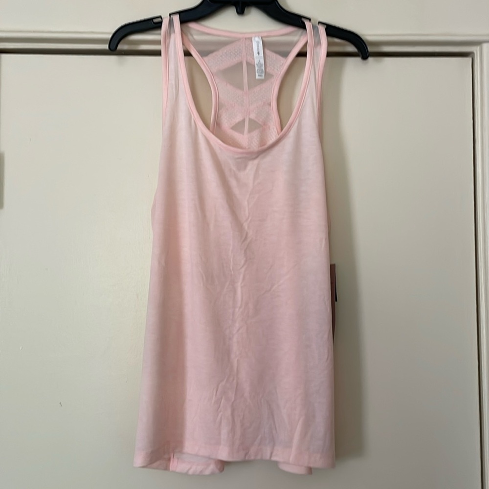 Ideology Womens Pure Pink Mesh Racerback Tank Top, Large